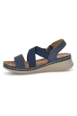 Sandali blu con zeppa e fasce incrociate Mio tempo Q17751