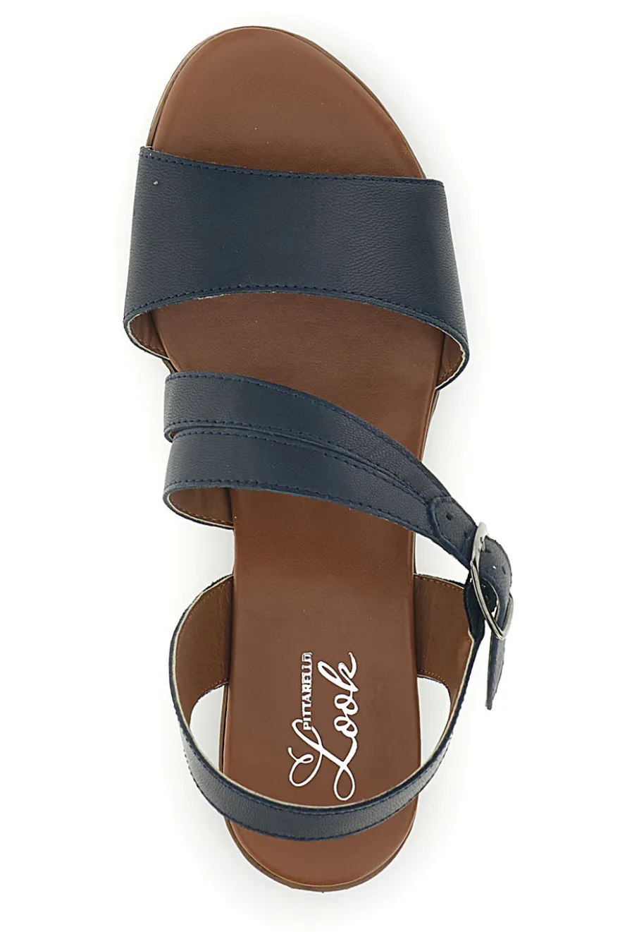 Sandali blu in vera pelle Pittarello look 243050