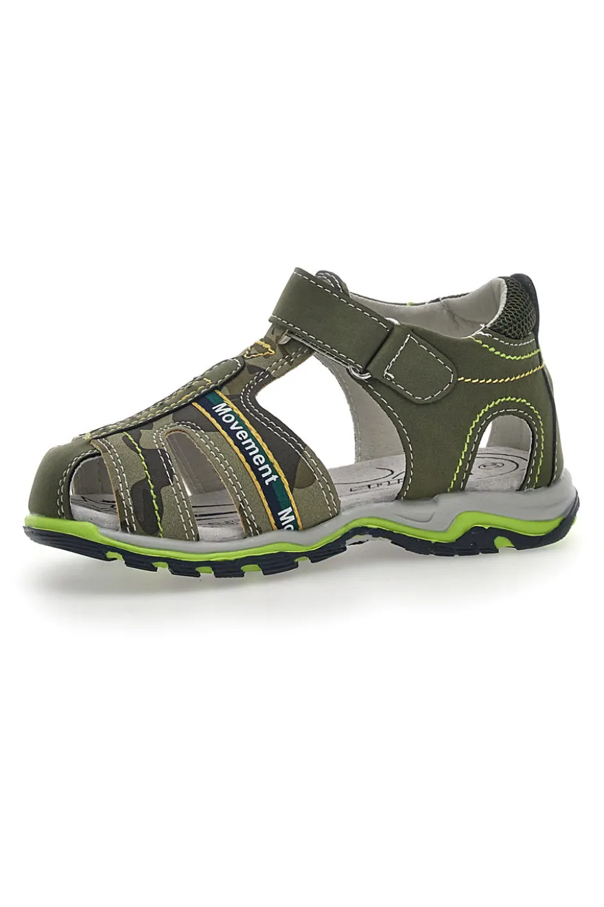 Sandali con Velcro Verde Oliva Pitt Kids 14365