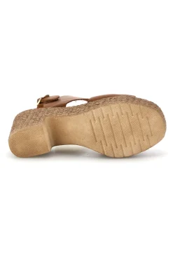 Sandali Cuoio Con Tacco Intrecciato Pittarello 7484313