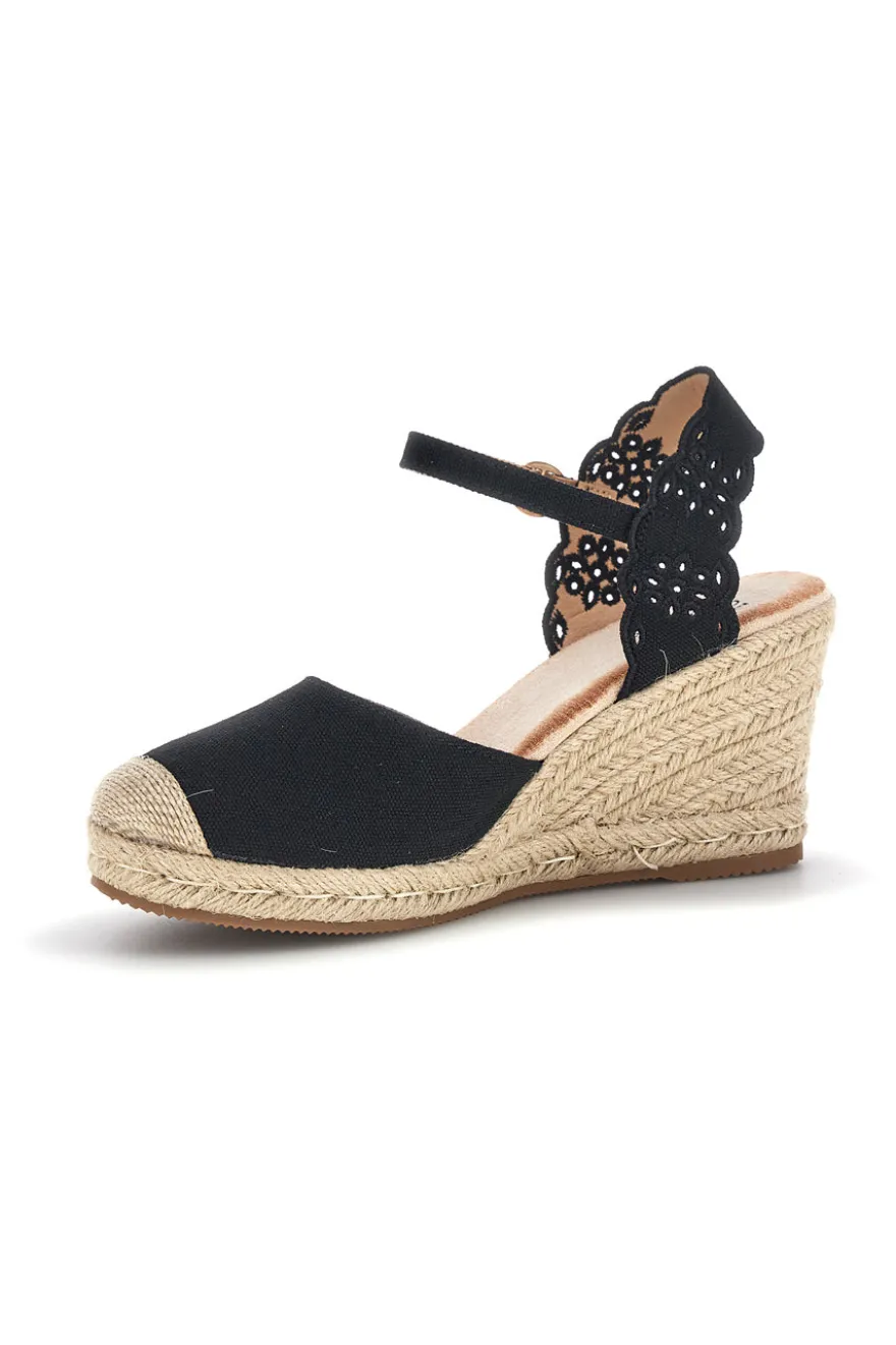 Sandali espadrillas Neri con zeppa in corda Pittarello Sun Bl6