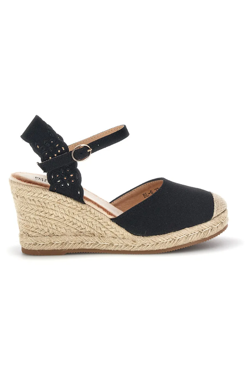 Sandali espadrillas Neri con zeppa in corda Pittarello Sun Bl6