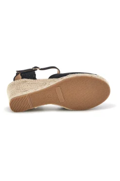 Sandali espadrillas Neri con zeppa in corda Pittarello Sun Bl6