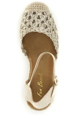 Sandali espadrillas oro con zeppa e cinturino Fun beach P714