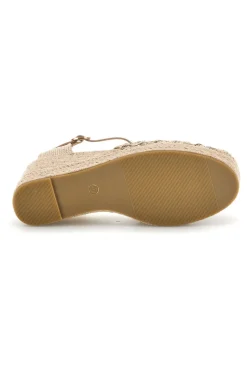 Sandali espadrillas oro con zeppa e cinturino Fun beach P714