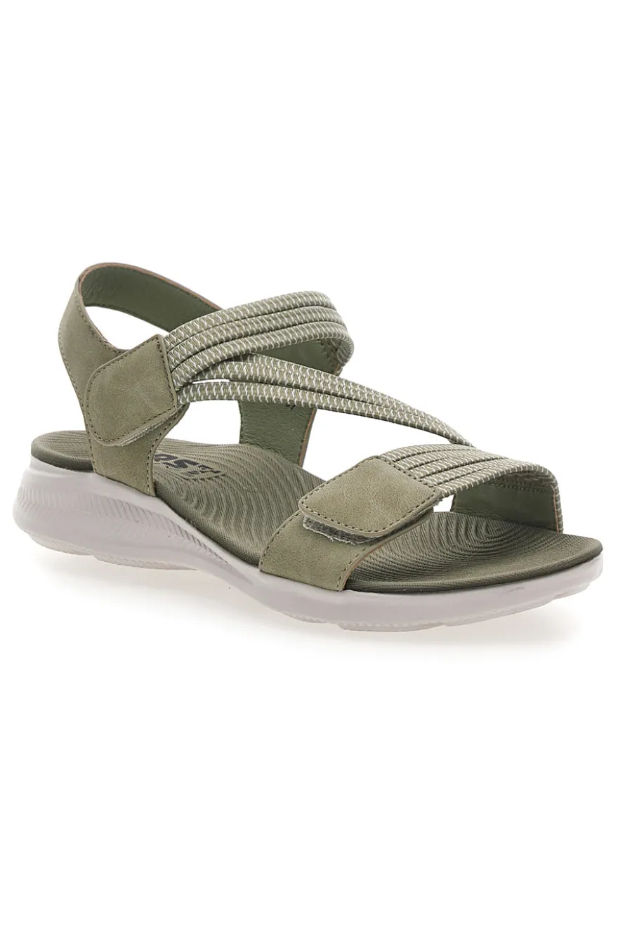 Sandali Khaki con Doppia Fascia e Elastico Effetto Corda FIRST ACTIVE 2