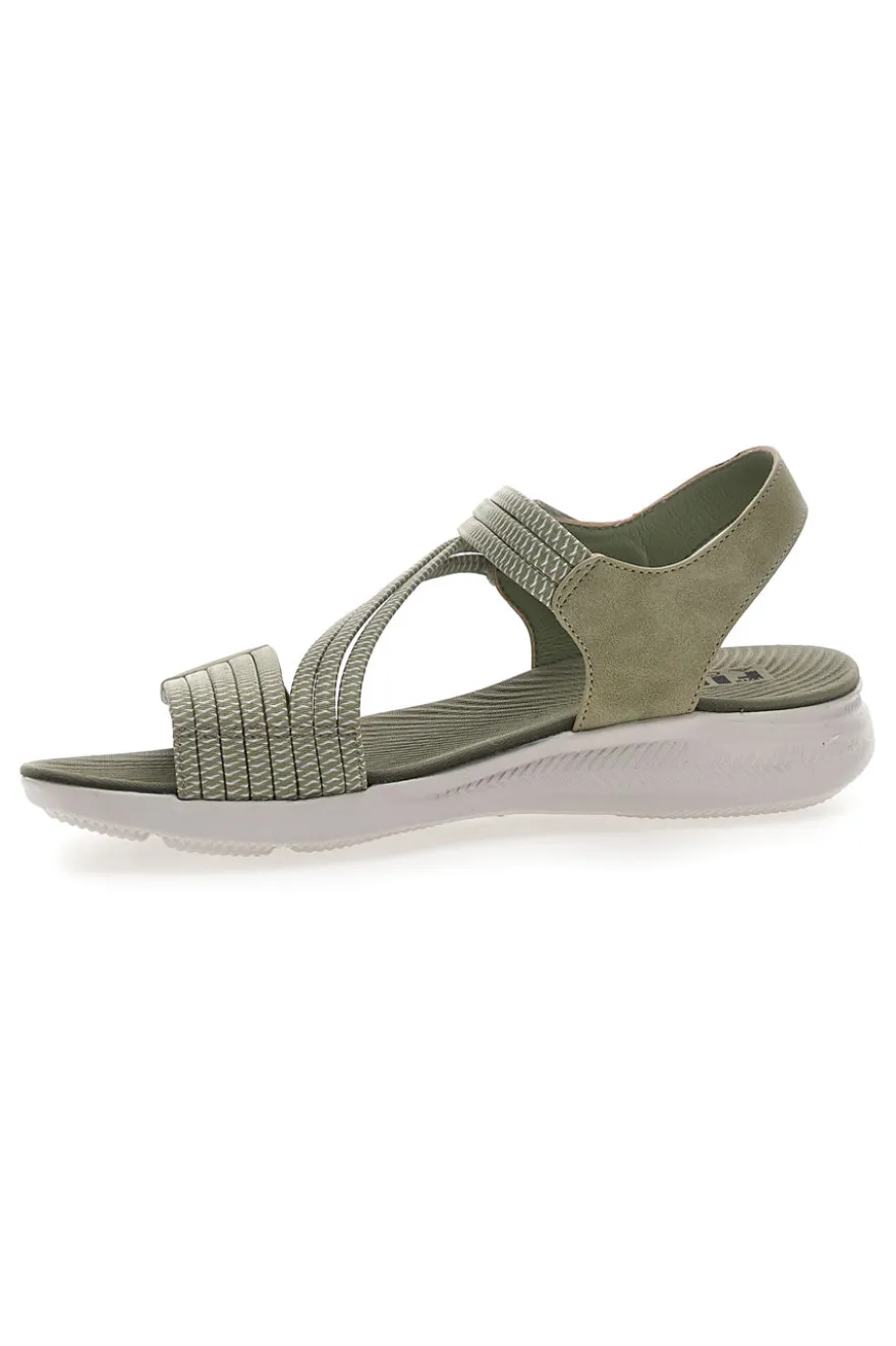 Sandali Khaki con Doppia Fascia e Elastico Effetto Corda FIRST ACTIVE 2