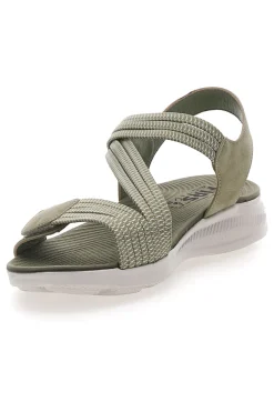 Sandali Khaki con Doppia Fascia e Elastico Effetto Corda FIRST ACTIVE 2