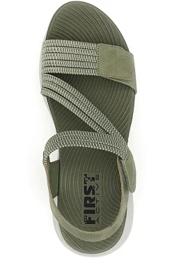 Sandali Khaki con Doppia Fascia e Elastico Effetto Corda FIRST ACTIVE 2