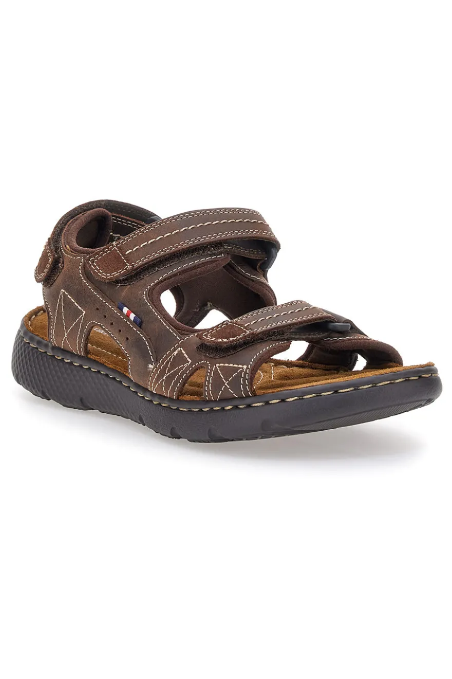 Sandali Marroni Con Strappi in Velcro Altemberg 2134