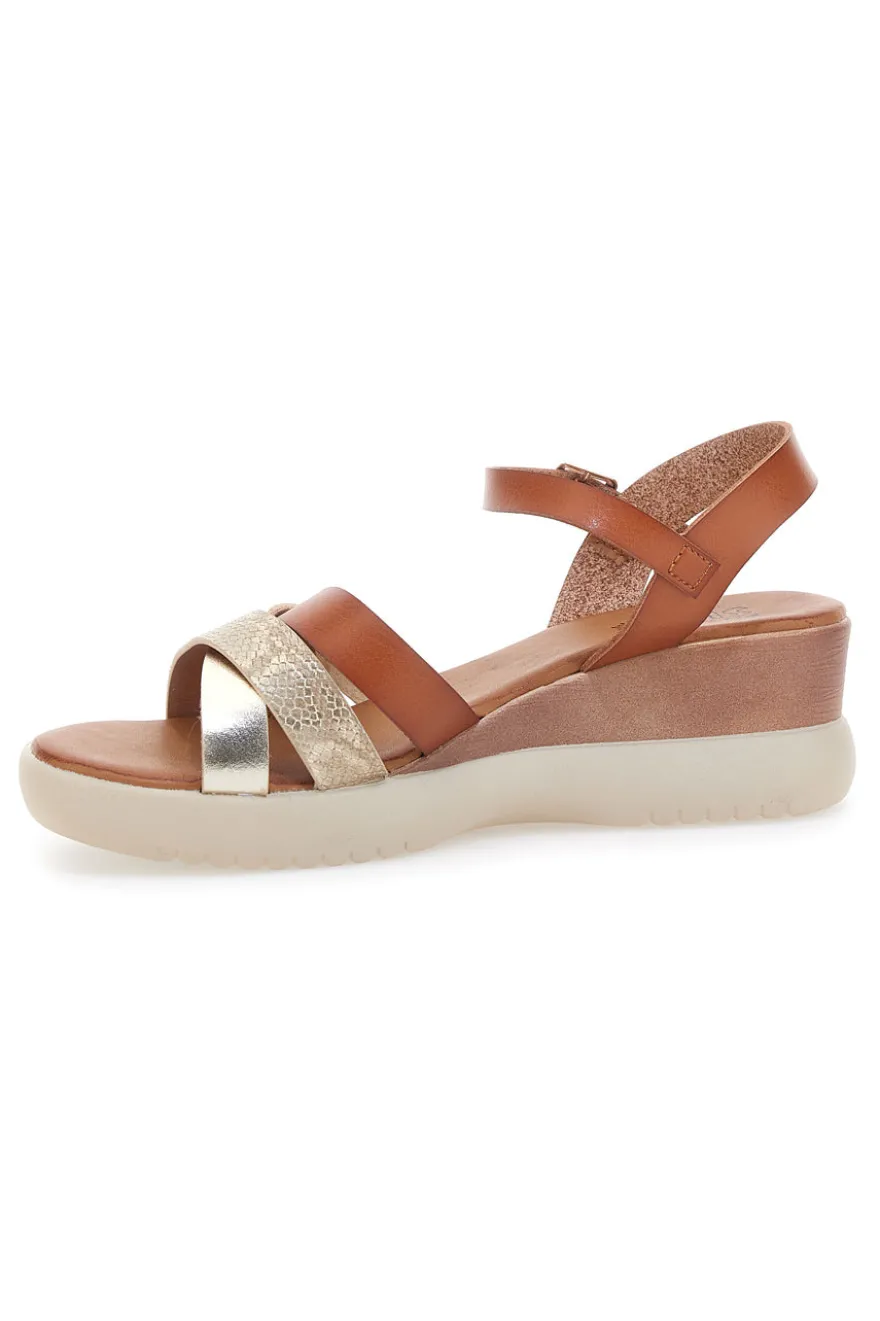 Sandali marroni con zeppa bassa e fasce incrociate PITTARELLO SUN FW10172