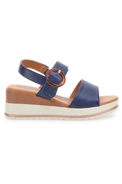 Sandali Navy con Zeppa Bianca a Contrasto PITTARELLO SUN BR1962