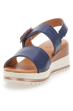 Sandali Navy con Zeppa Bianca a Contrasto PITTARELLO SUN BR1962