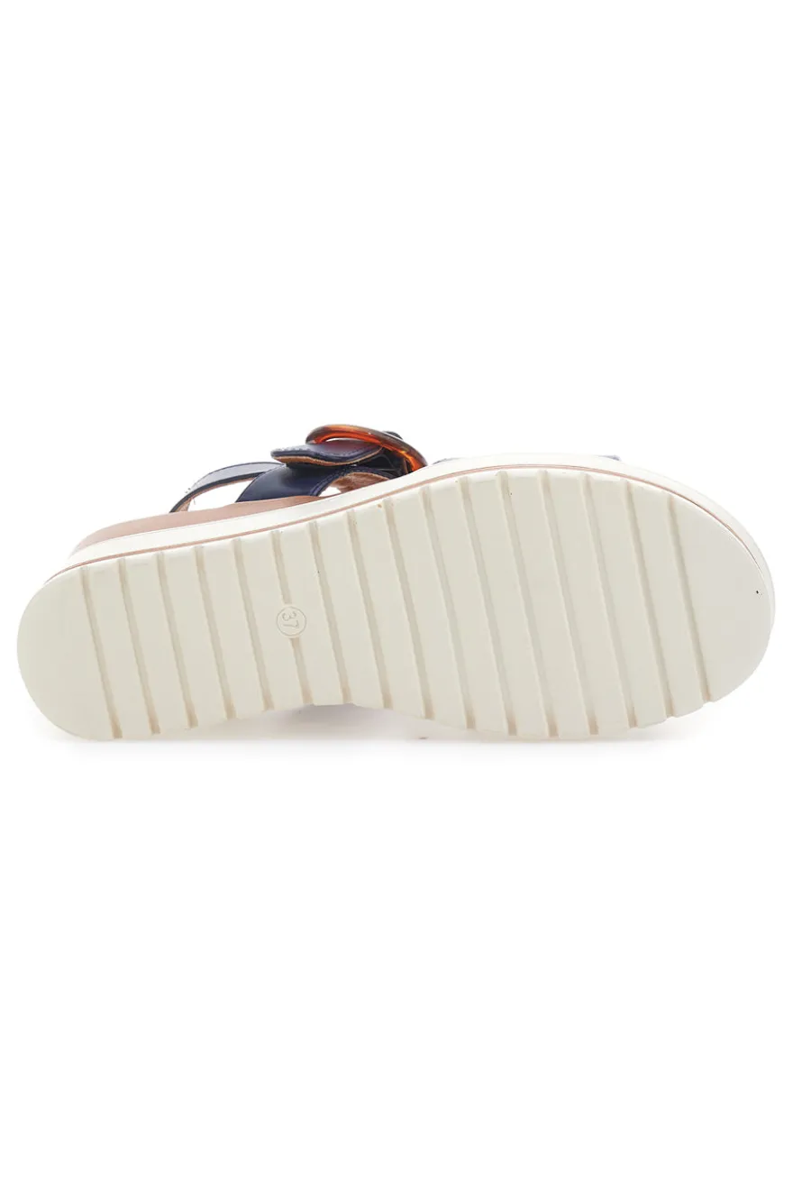 Sandali Navy con Zeppa Bianca a Contrasto PITTARELLO SUN BR1962