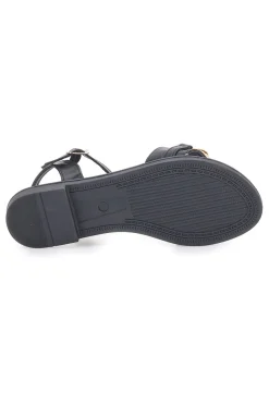 Sandali neri con catena oro e cinturino The First Chic PRE5384