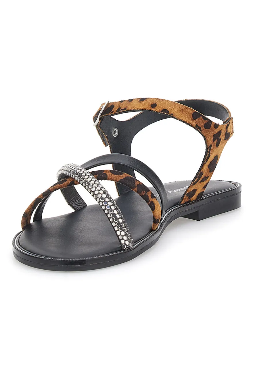 Sandali Neri con Fantasia Leopardata Le Havre Paris 5451
