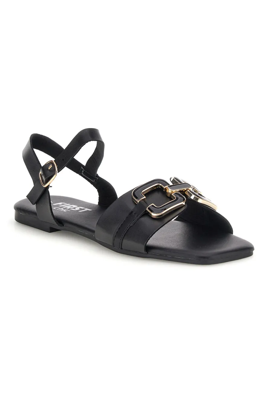 Sandali neri con morsetto The first chic PREA3595