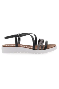 Sandali Neri con Multy Listini Made In Italy Mio Tempo 8103