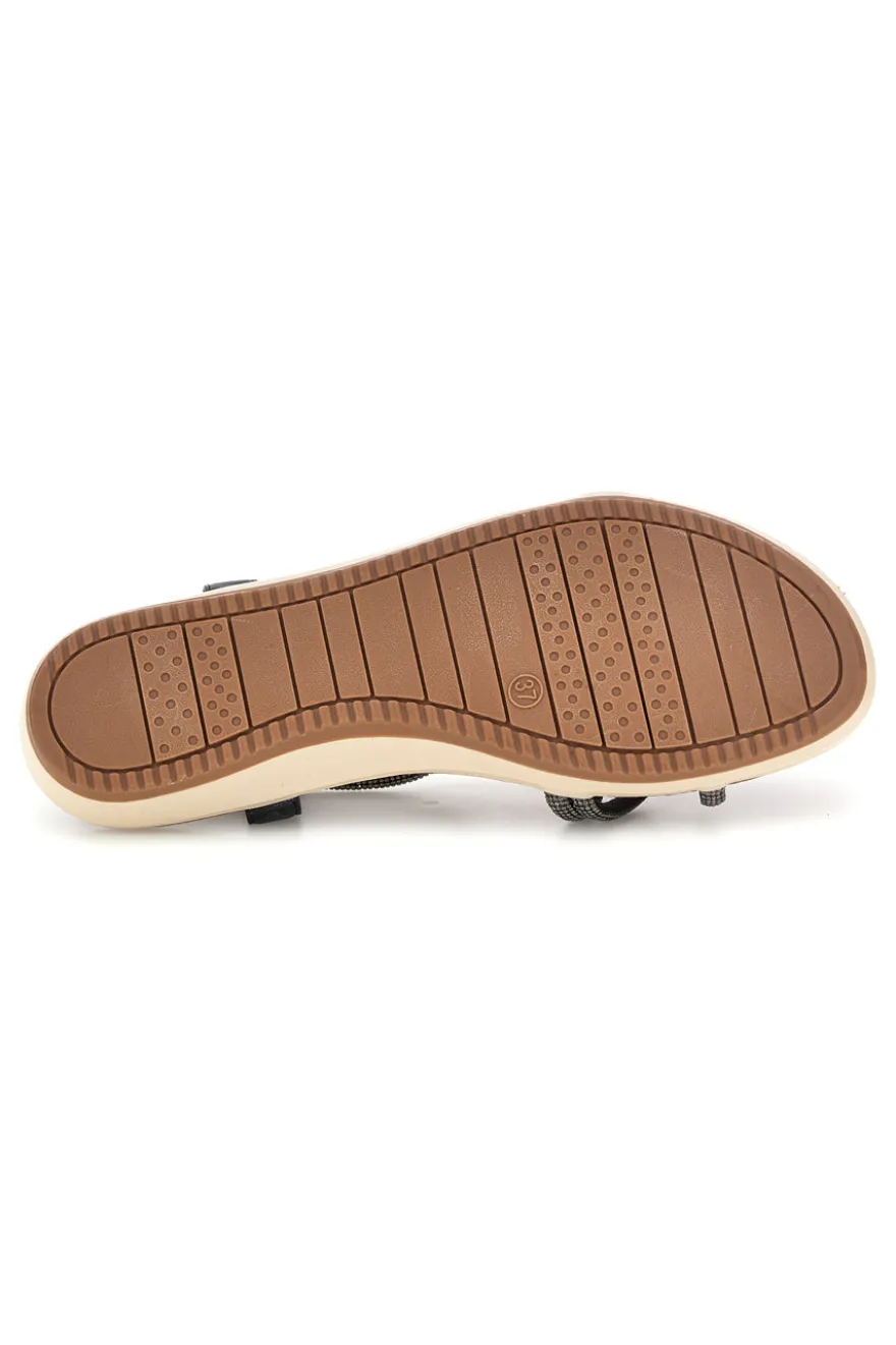Sandali neri con strass e cinturino elasticizzato Cafe' cost 80965