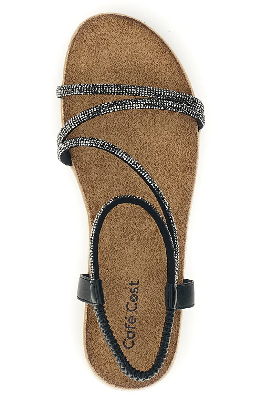 Sandali neri con strass e cinturino elasticizzato Cafe' cost 80965