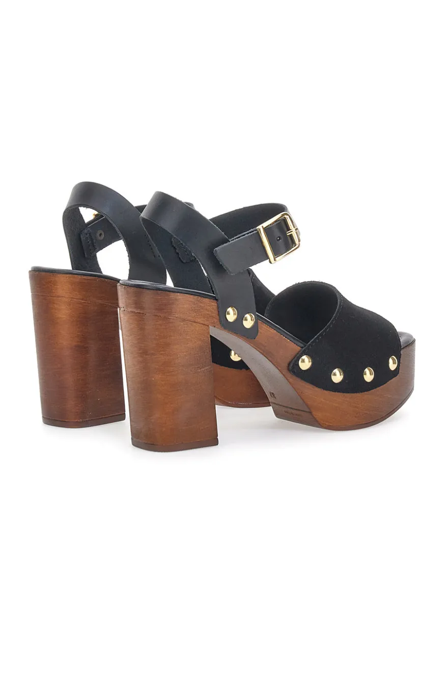 Sandali Neri con Tacco Alto Effetto Legno PITTARELLO LOVE 35021