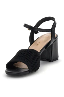 Sandali neri con tacco largo e cinturino First lady P694