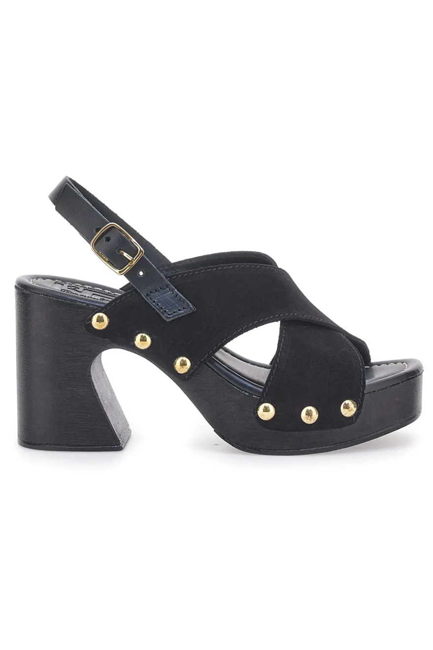 Sandali Neri con Tomaia in Pelle e Tacco a Coda PITTARELLO LOVE 5850