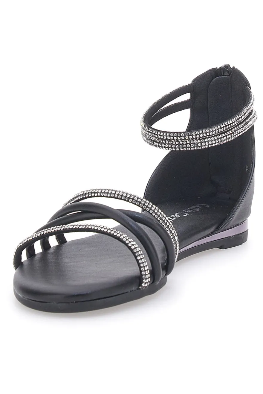 Sandali neri eleganti con cinturino gioiello CAFÉ COST W6
