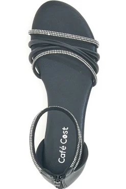 Sandali neri eleganti con cinturino gioiello CAFÉ COST W6