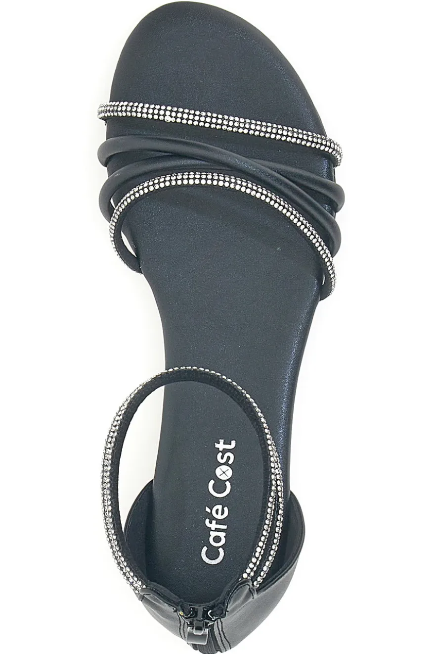 Sandali neri eleganti con cinturino gioiello CAFÉ COST W6