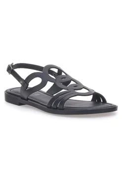 Sandali Neri Flat In Vera Pelle Pittarello Sun A6440101