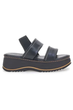 Sandali Neri in Pelle con Platform e Elastico Posteriore PITTARELLO 54874