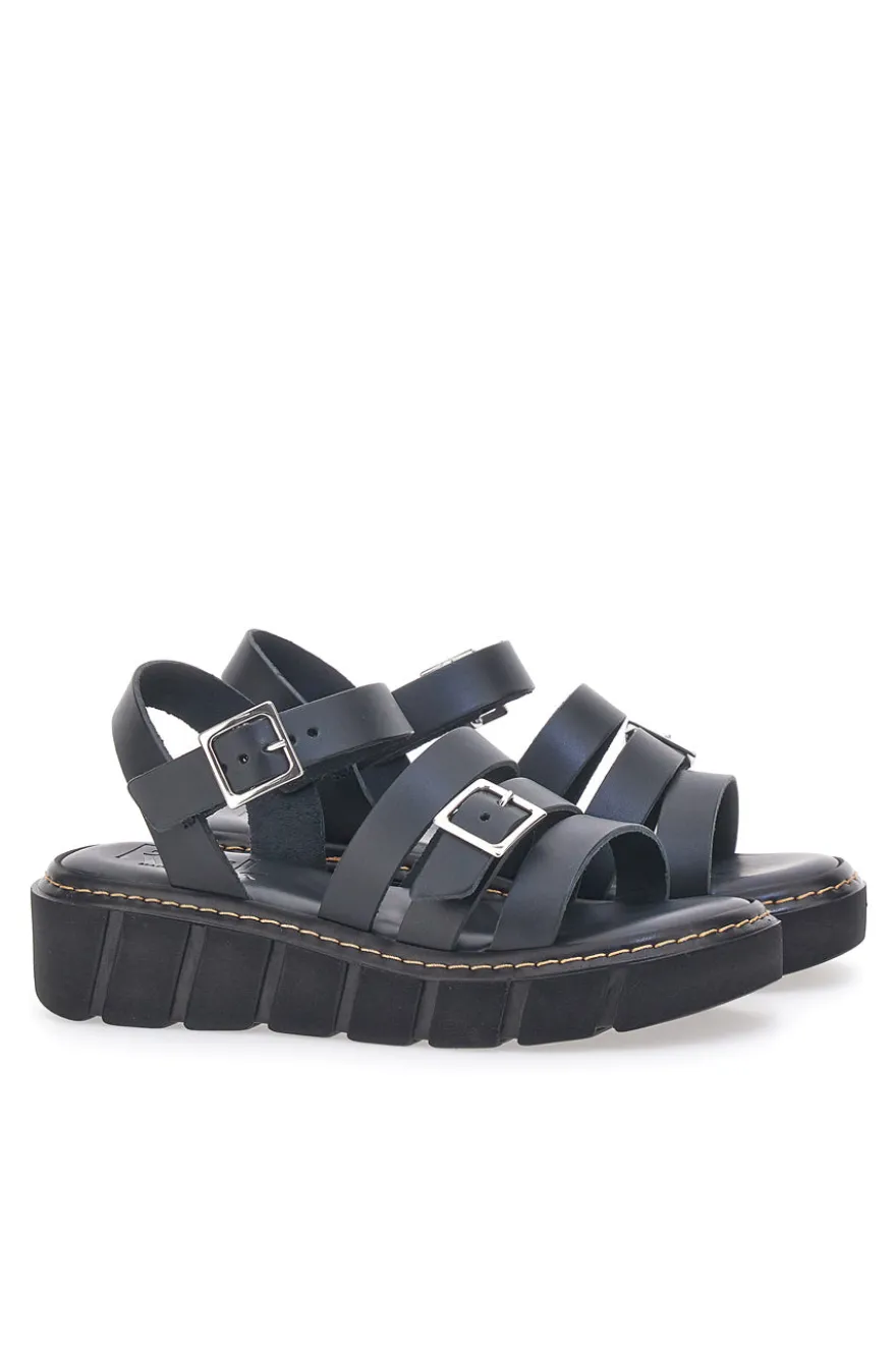 Sandali Neri In Pelle Made in Italy Pittarello Rock 5836/P