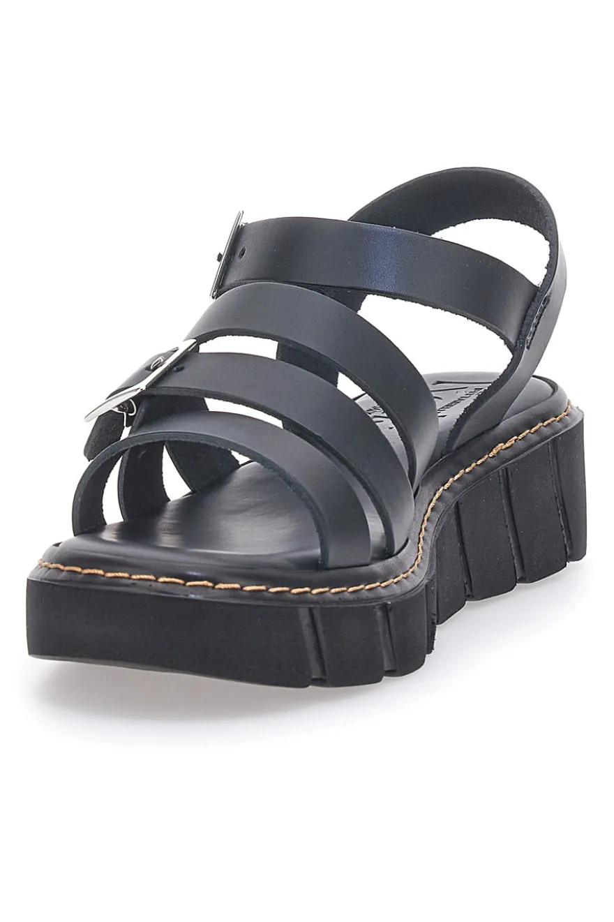 Sandali Neri In Pelle Made in Italy Pittarello Rock 5836/P