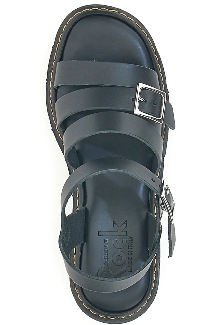 Sandali Neri In Pelle Made in Italy Pittarello Rock 5836/P