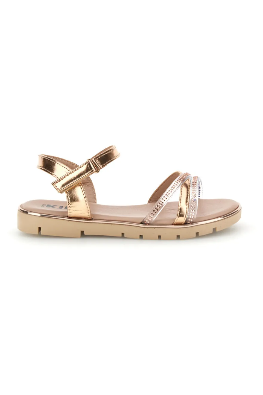 Sandali oro rosa con cinturini trasparenti con brillantini Pitt kids 392635S