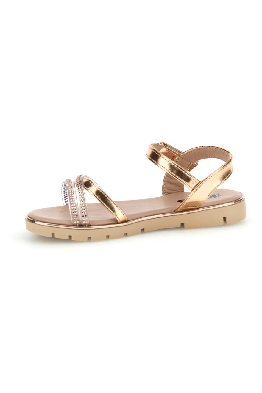 Sandali oro rosa con cinturini trasparenti con brillantini Pitt kids 392635S