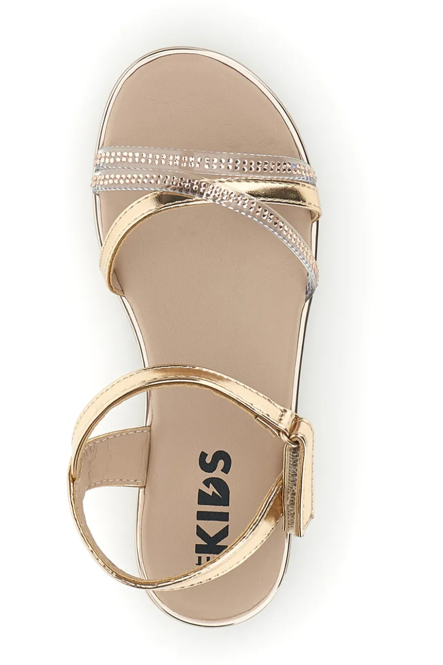 Sandali oro rosa con cinturini trasparenti con brillantini Pitt kids 392635S