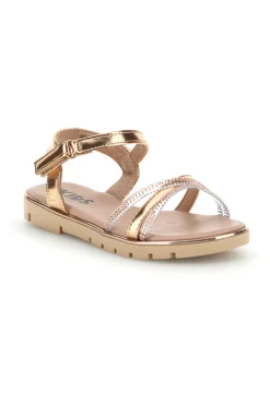 Sandali oro rosa con cinturini trasparenti con brillantini Pitt kids 392635S