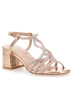 Sandali oro rosa con tacco e listini intrecciati MON DIEU 643