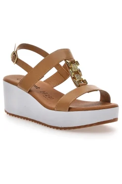 Sandali Platform Cognac Made in Italy Cafè Cost 364022