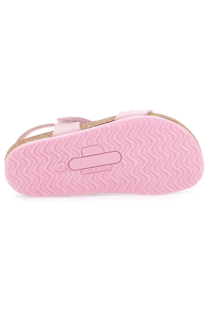 Sandali rosa con fiore glitter e plantare preformato Pittarello Bio 257A005SR