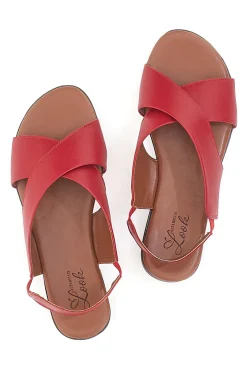 Sandali Rossi Flat In Vera Pelle Con Elastico Pittarello Look 225435