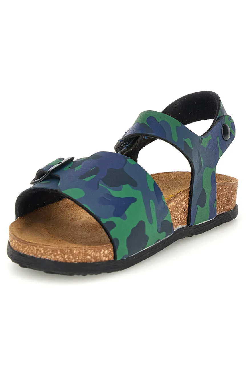 Sandali verdi camouflage con fibbia Pittarello bio 257A080SR