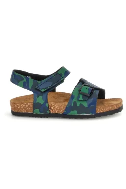 Sandali verdi camouflage con fibbia Pittarello bio 257A080SR