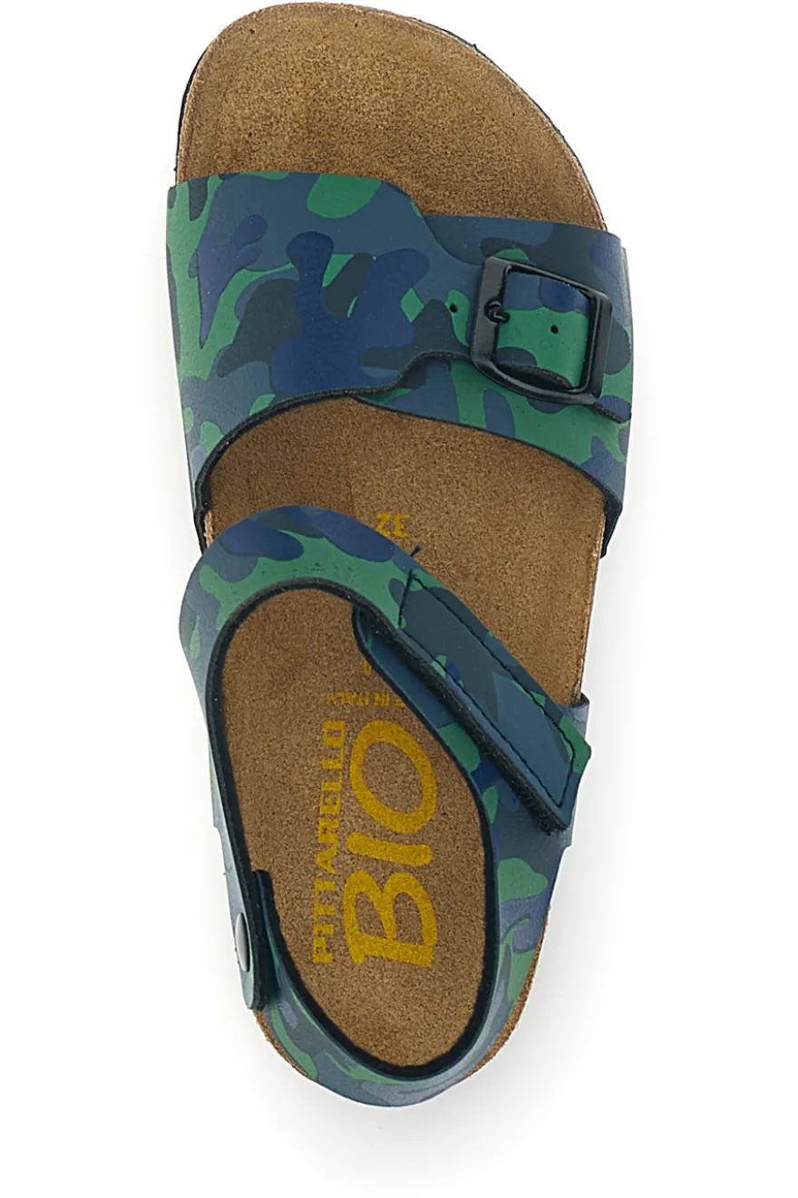 Sandali verdi camouflage con fibbia Pittarello bio 257A080SR