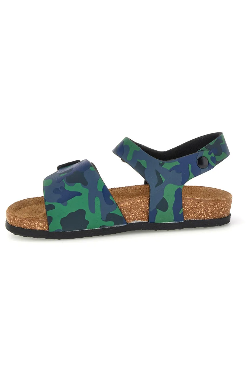 Sandali verdi camouflage con fibbia Pittarello bio 257A080SR