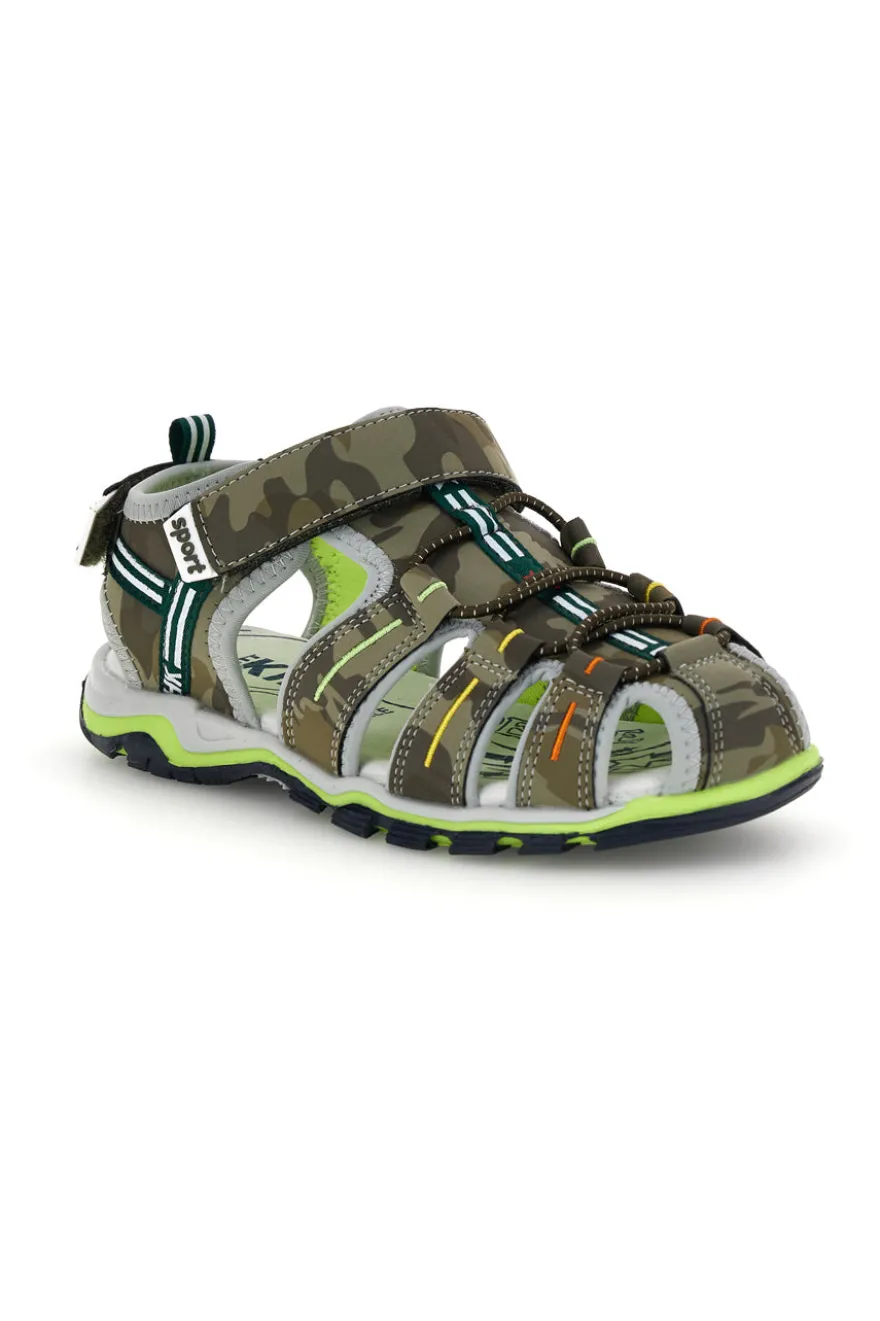 Sandali verdi con punta chiusa e chiusura a strappo Pitt kids 15114
