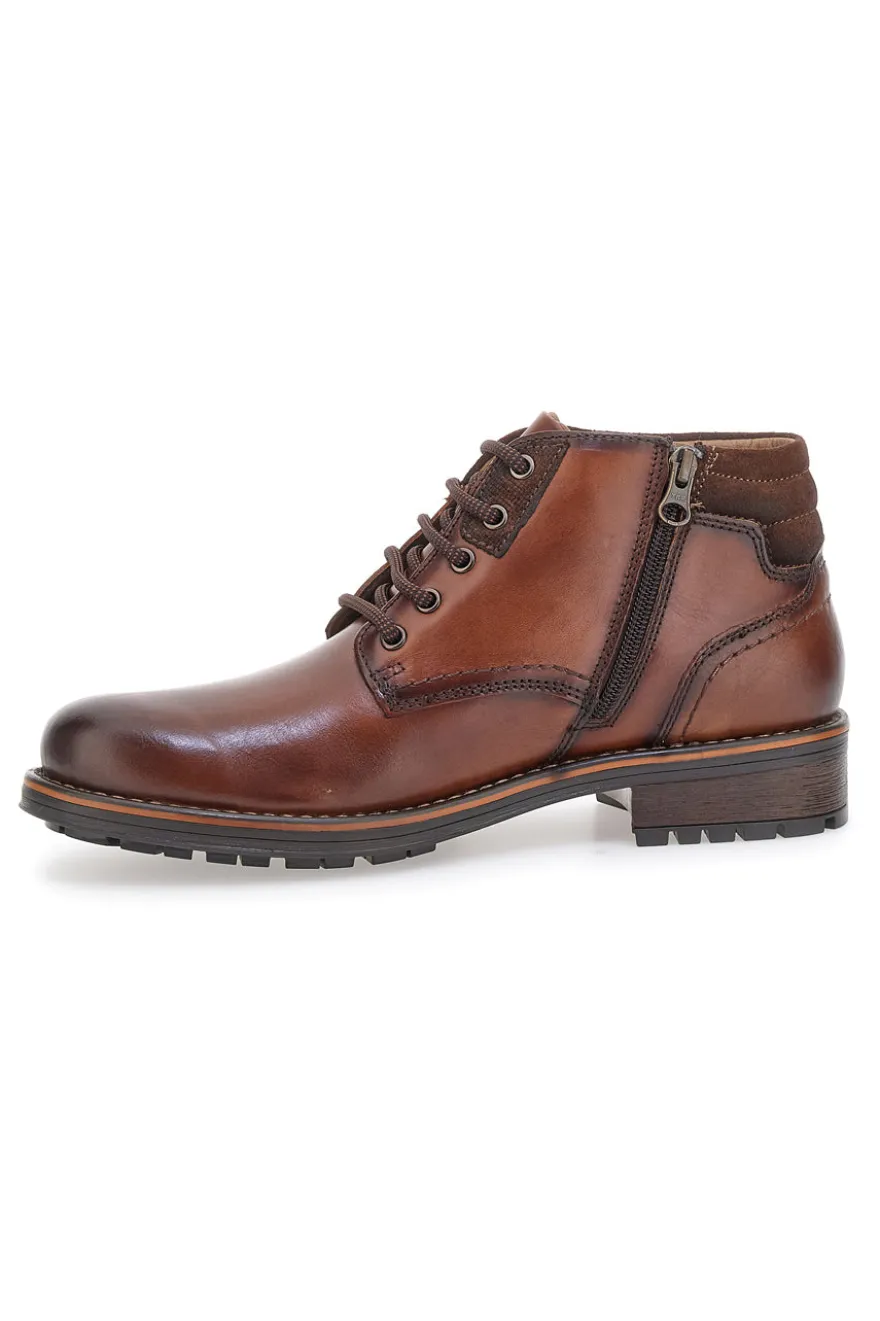 Scarpa Stringata Alta In Vera Pelle Marrone Altemberg 2412