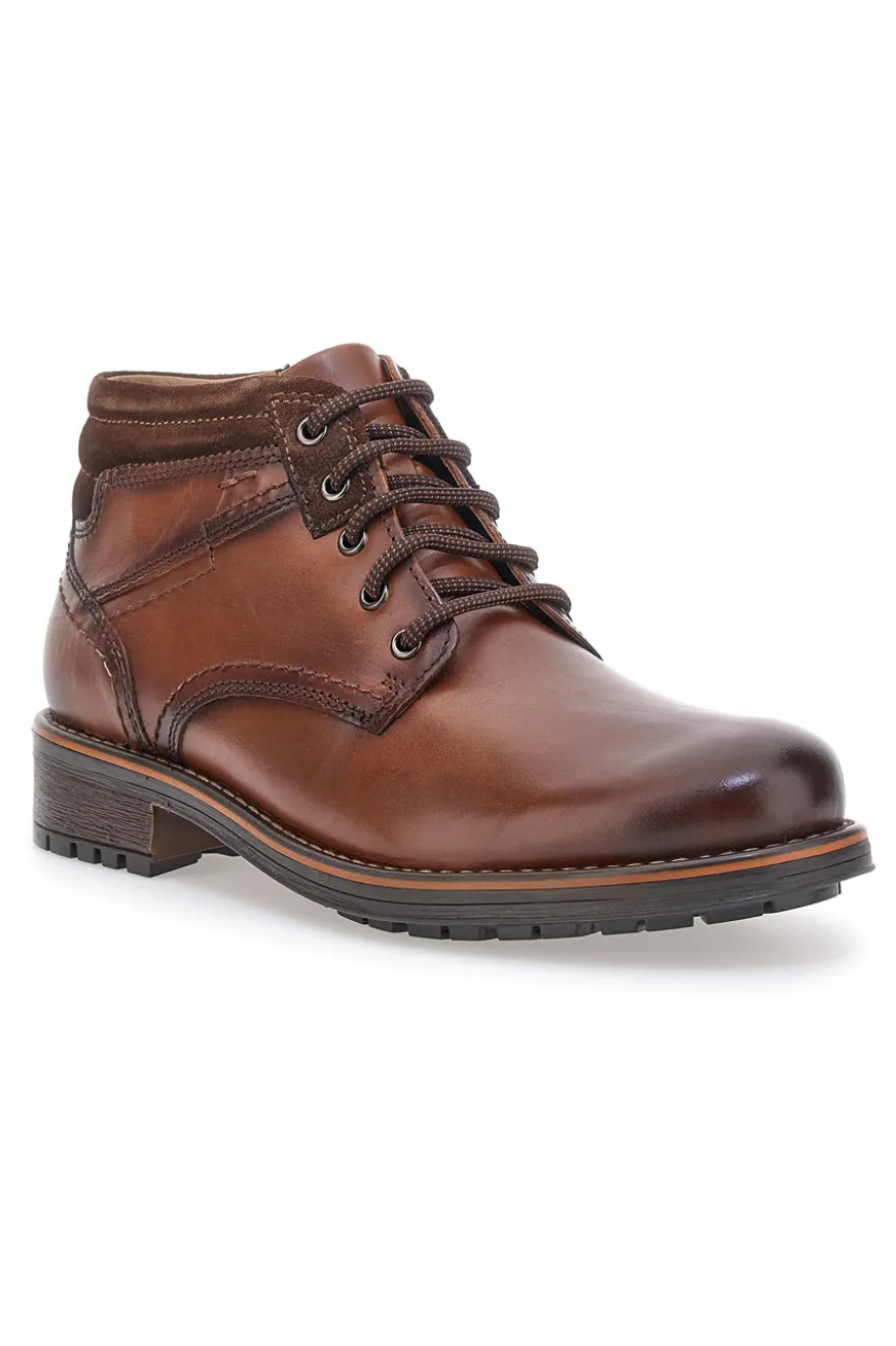 Scarpa Stringata Alta In Vera Pelle Marrone Altemberg 2412